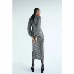 Warehouse Art Deco Glitter Tie Maxi Dress For Female -Warehouse Sales Store unnamed file 1016