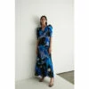 Warehouse Abstract V Neck Pleated Maxi Dress For Female