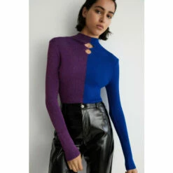 Warehouse Colourblock Metallic Cut Out Top For Female -Warehouse Sales Store unnamed file 1040