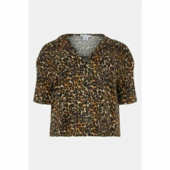Warehouse Plus Size Short Sleeve Resort Shirt In Animal For Female -Warehouse Sales Store unnamed file 1120