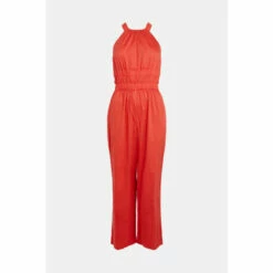 Warehouse Petite Cotton Halter Neck Jumpsuit For Female -Warehouse Sales Store unnamed file 1128