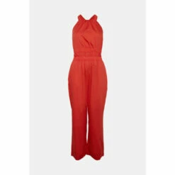 Warehouse Petite Cotton Halter Neck Jumpsuit For Female -Warehouse Sales Store unnamed file 1130