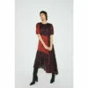 Warehouse Puff Sleeve Splice Midi Dress For Female -Warehouse Sales Store unnamed file 1142