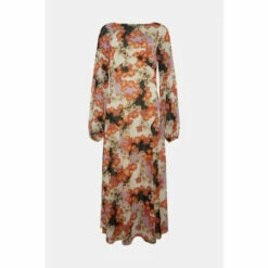 Warehouse Petite WH X The British Museum: The Charles Rennie Mackintosh Collection Chiffon Cowl Back Dress For Female -Warehouse Sales Store unnamed file 1149