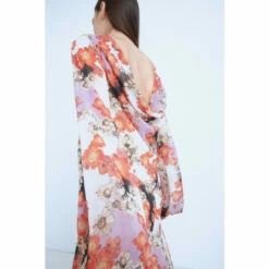 Warehouse Petite WH X The British Museum: The Charles Rennie Mackintosh Collection Chiffon Cowl Back Dress For Female -Warehouse Sales Store unnamed file 1150