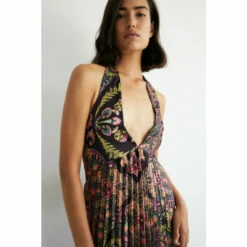 Warehouse Recycled Polyester Satin Pleated Halter Dress For Female -Warehouse Sales Store unnamed file 1152