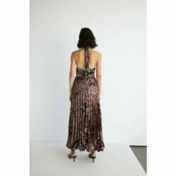 Warehouse Recycled Polyester Satin Pleated Halter Dress For Female -Warehouse Sales Store unnamed file 1153