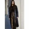 Warehouse Premium Real Leather Contrast Stitch Duster Coat For Female