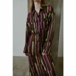 Warehouse Premium Satin Block Print Pocket Detail Midaxi Shirt Dress For Female