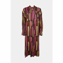 Warehouse Premium Satin Block Print Pocket Detail Midaxi Shirt Dress For Female -Warehouse Sales Store unnamed file 1193
