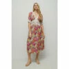 Warehouse Petite Satin Lace Tea Midi Dress In Floral For Female