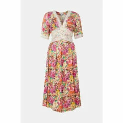 Warehouse Petite Satin Lace Tea Midi Dress In Floral For Female -Warehouse Sales Store unnamed file 1203
