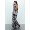 Warehouse Abstract Print Fluted Sleeve Plunge Maxi Dress For Female -Warehouse Sales Store unnamed file 124