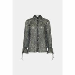 Warehouse Metallic Plisse Animal Shirt Co-ord For Female -Warehouse Sales Store unnamed file 1245