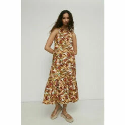 Warehouse Linen Mix Printed Halter Neck Midi Dress For Female -Warehouse Sales Store unnamed file 1262