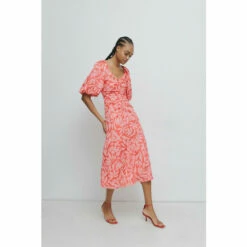 Warehouse Petite Satin Puff Sleeve Midi Dress In Floral For Female -Warehouse Sales Store unnamed file 1292