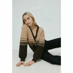 Warehouse Sunset Stripe Knit Cardigan For Female