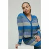Warehouse Plus Size Colour Block Plated Rib Knit Cardigan For Female
