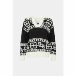 Warehouse Ladder Jacquard Collar Knit Jumper For Female -Warehouse Sales Store unnamed file 1330