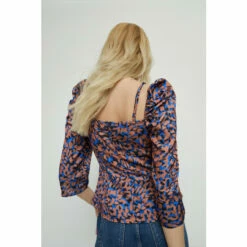 Warehouse Petite Animal Ruched Front Cut Out Top For Female -Warehouse Sales Store unnamed file 1339