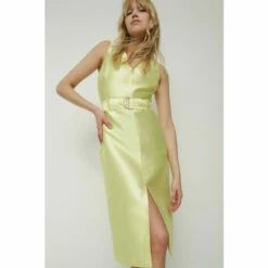 Warehouse Satin Twill Belted Pencil Dress For Female -Warehouse Sales Store unnamed file 1373