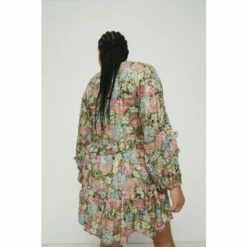 Warehouse Plus Size Sparkle Tie Neck Frill Mini Dress In Floral For Female -Warehouse Sales Store unnamed file 1383