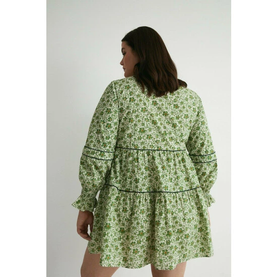 Warehouse Plus Size Floral Piping Detail Mini Dress For Female 5 Warehouse Plus Size Floral Piping Detail Mini Dress For Female - Image 3