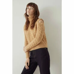 Warehouse Cold Shoulder Roll Neck Knit Jumper For Female