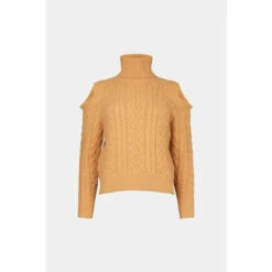 Warehouse Cold Shoulder Roll Neck Knit Jumper For Female -Warehouse Sales Store unnamed file 1394
