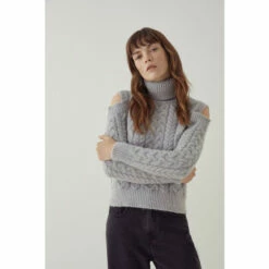 Warehouse Cold Shoulder Roll Neck Knit Jumper For Female -Warehouse Sales Store unnamed file 1396