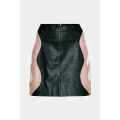 Warehouse Kara Rose Real Leather Flame Pelmet Skirt For Female