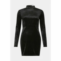 Warehouse Velvet Lace Mix Funnel Neck Mini Dress For Female -Warehouse Sales Store unnamed file 1424
