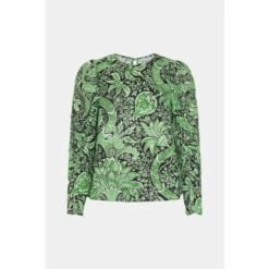 Warehouse WH X William Morris Society Floral Burnout Puff Sleeve Top For Female -Warehouse Sales Store unnamed file 1471