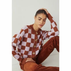 Warehouse Checkerboard Cardigan For Female -Warehouse Sales Store unnamed file 1484