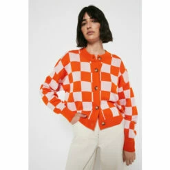 Warehouse Checkerboard Cardigan For Female -Warehouse Sales Store unnamed file 1486