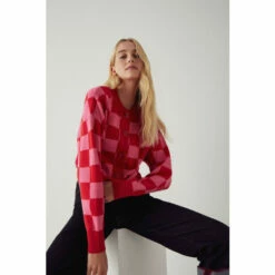 Warehouse Checkerboard Cardigan For Female -Warehouse Sales Store unnamed file 1487