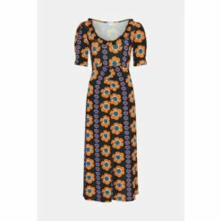 Warehouse Floral Placement Frill Neck Midi Dress For Female -Warehouse Sales Store unnamed file 1501