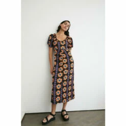 Warehouse Floral Placement Frill Neck Midi Dress For Female -Warehouse Sales Store unnamed file 1502