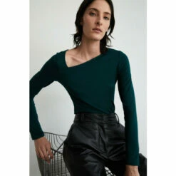 Warehouse Asymmetric Neck Long Sleeve Top For Female -Warehouse Sales Store unnamed file 1531