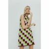 Warehouse Petite Checkerboard Knit Swing Dress For Female