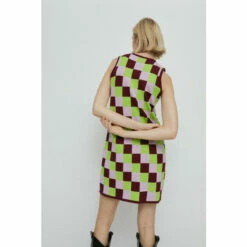 Warehouse Petite Checkerboard Knit Swing Dress For Female -Warehouse Sales Store unnamed file 1547