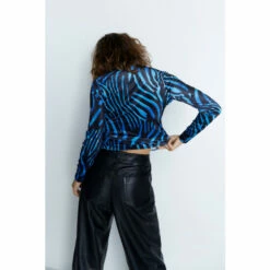 Warehouse Zebra Print Velvet Funnel Neck Top For Female -Warehouse Sales Store unnamed file 1552