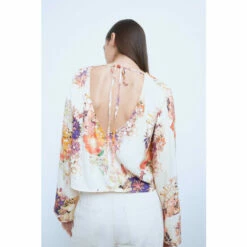 Warehouse Petite WH X The British Museum: The Charles Rennie Mackintosh Collection Open Back Drape Blouse For Female -Warehouse Sales Store unnamed file 1568