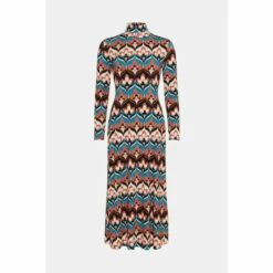 Warehouse Petite Floral Print Roll Neck Long Sleeve Midi Dress For Female -Warehouse Sales Store unnamed file 1574