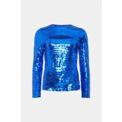 Warehouse Rectangle Sequin Cut Out Top For Female -Warehouse Sales Store unnamed file 1581