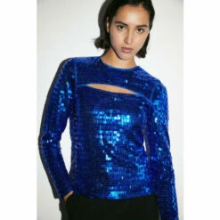 Warehouse Rectangle Sequin Cut Out Top For Female -Warehouse Sales Store unnamed file 1582