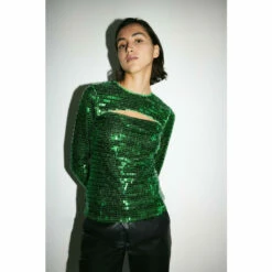 Warehouse Rectangle Sequin Cut Out Top For Female -Warehouse Sales Store unnamed file 1583