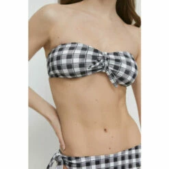 Warehouse Gingham Ribbed Tie Front Bikini Top For Female -Warehouse Sales Store unnamed file 1594