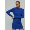 Warehouse Petite Plated Rib Crew Neck Mini Dress For Female