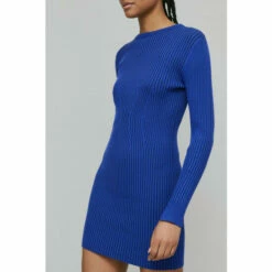 Warehouse Petite Plated Rib Crew Neck Mini Dress For Female -Warehouse Sales Store unnamed file 1611